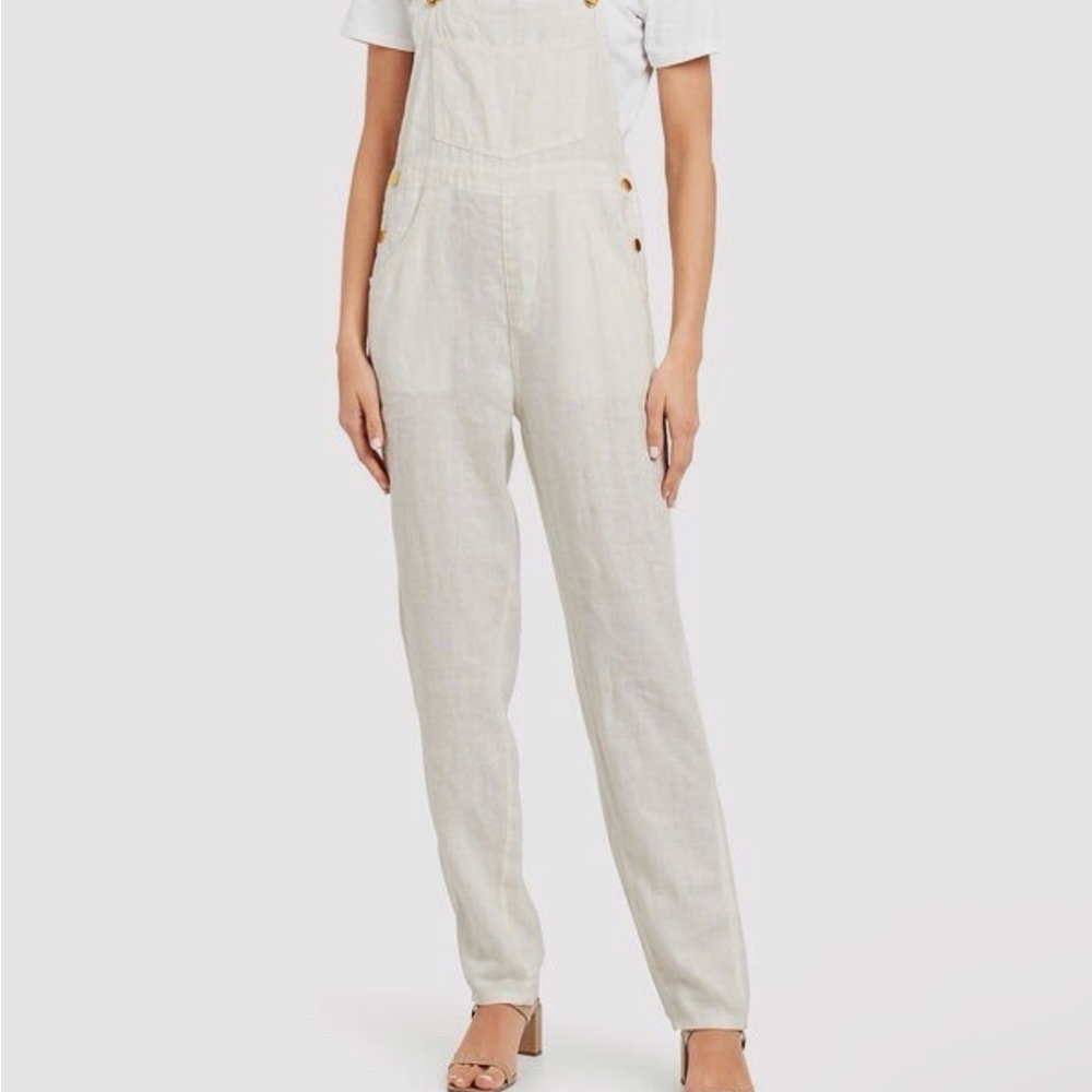 WeWoreWhat Off-White Linen Overalls XS